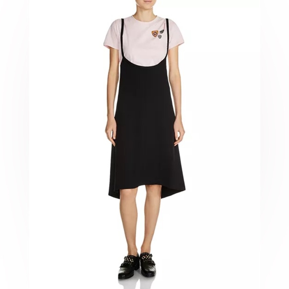 MAJE Rabana Knit Pinafore Plunge Scoop Neck Jumper Adjustable Dress High Low Hem